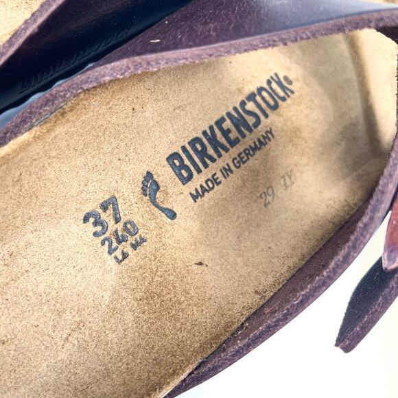 Birkenstock Arizona Sandals Habana Brown Two Strap Slides Sz 37 / 6 NARROW - Picture 5 of 8